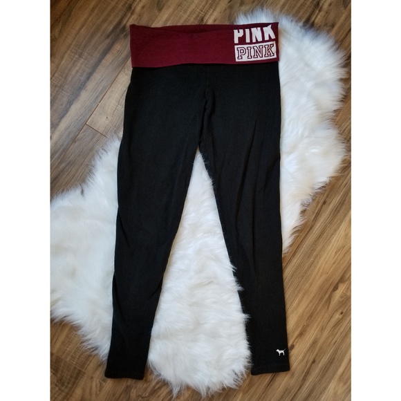 pink foldover yoga pants